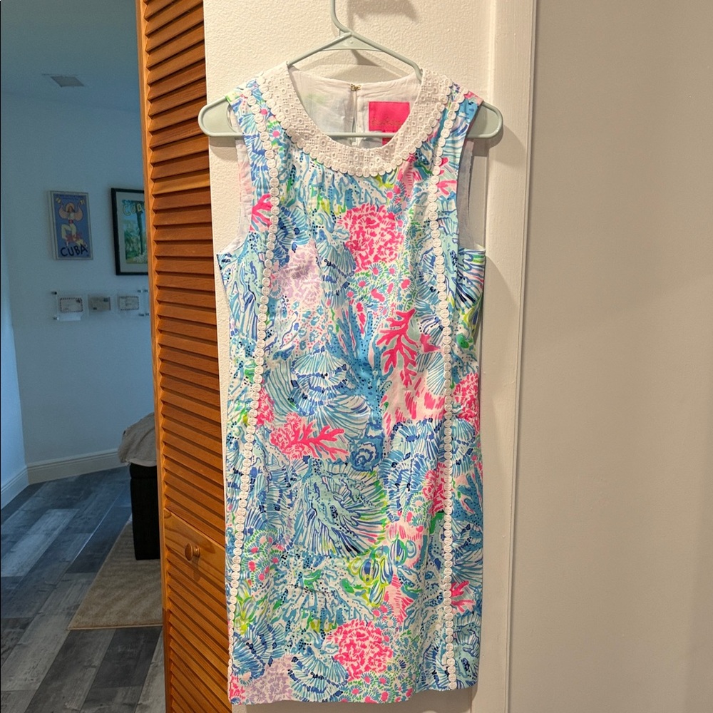Lilly Pulitzer - Floral Sleeveless Dress - Blue and Pink Coral